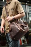 Handmade crazy horse men travel bag casual outdoor genuine leather large-capacity luggage handbag
