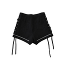 Women Mini Shorts Lace-up High Waist Wide Denim Shorts Punk Jean Shorts Gothic Clothes