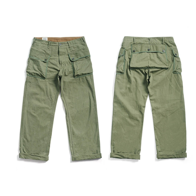 Military trouser Men Vintage Slim & Straight Fitting Casual Pants