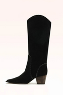 Black knee-high boot on a white background, Obroi