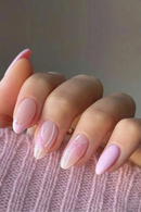 Women Girls 24Pcs/Set Short Oval Pink Butterfly Printed Full Coverage Wearable Fake Nail Press on Nail Art