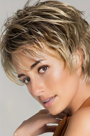 Women's Short Bob Side Part Wig Highlighted Brown Heat Resistant Synthetic Fiber Natural Looking Hairpiece