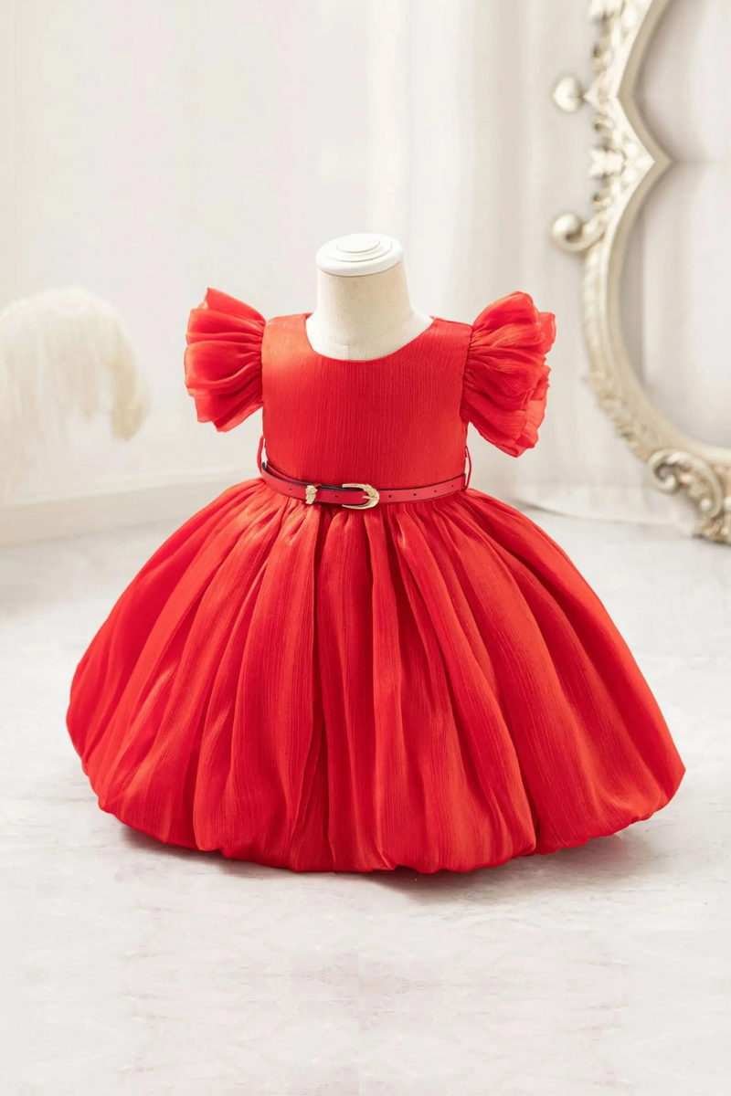 dress blue and black or white and gold Aveta Red 3D Floral Mini Dress main image 1