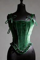 Women Velvet Corset Bustier Over Bust Lace Up Boned Shaping Tops