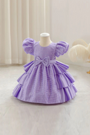 Dresses Plaid Flower Girls Elegant Birthday Gown With Bow Children Birthday Frocks 0-4 Years