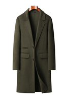 Classic Men's Long Woolen Coats Autumn Winter Casual Top Overcoat Outwear Knee-Length Wool Windbreaker Jacket