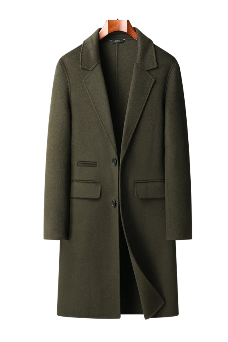 Classic Men's Long Woolen Coats Autumn Winter Casual Top Overcoat Outwear Knee-Length Wool Windbreaker Jacket