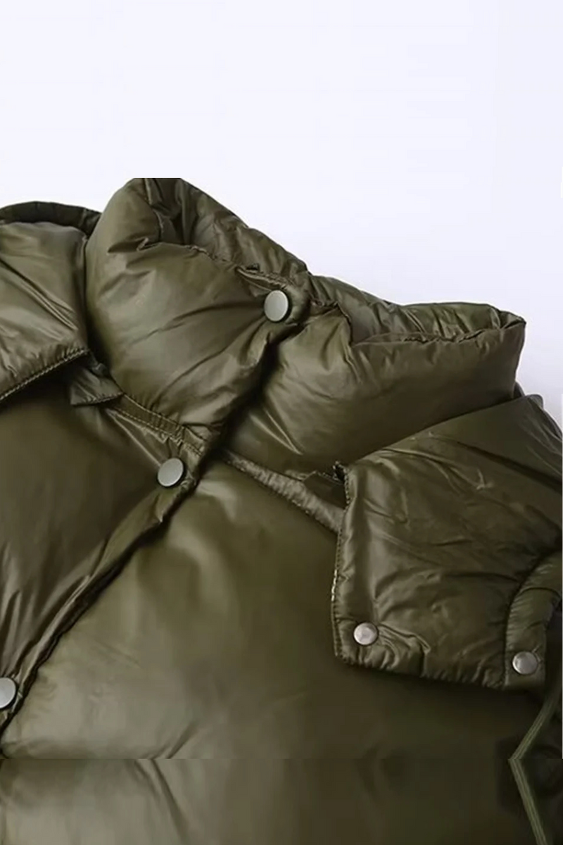 Autumn/Winter Product Women's Standing Neck Hooded Long Sleeve Side Short Cotton Coat Jacket