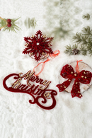 Decorative Christmas ornaments on a snowy background, Obroi