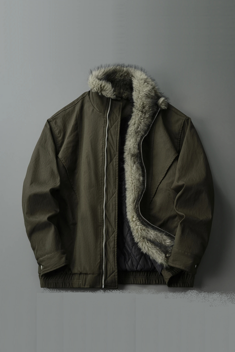 Stand collar fur collar retro cotton jacket men's winter casual thickened warm cotton jacket