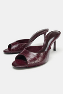 Luxury Thin High  Women Textured Top Design Slide Sandal for Ladies Peep Toe Elegant Designer Heels