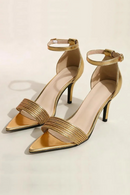 Luxury Woman Sandals Pumps Dress Shoe Female Concise Hollow Ankle Strap Narrow Band Heels for Ladies