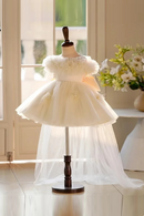 Elegant Girl Party Dresses Long Wedding Bridesmaid Dress 1-12 Year Old Mesh Embroidered Graduation Ball Evening Dress