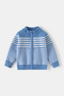 Autumn Baby Boys Knitted Sweater Stripes Mock Neck Zipper Cardigan Coat 3-7Yrs Children's Clothing