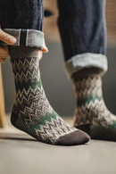 Retro 3 Pairs Knitted Mid-calf Socks Ethnic Contrast Versatile Long Socks for Men's and Women's Autumn Socks