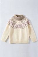 Girls Fair Jacquard Sweater for Autumn & Winter Pink Bow Knit Top for Older Kids