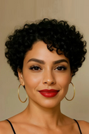 Short Pixie Cut Curly Side Part Lace Hair Wigs For Women Remy Hair Daily Bob Wigs