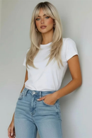 Blonde Layered Wig with Bangs Mixed Blonde 20 Inch Realistic Everyday Glueless Wig for Women Gift Wig