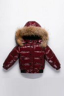 Winter Kids Boys Parka Down Jackets Waterproof Shiny Real Fur Thicken Warm Boys Outerwear Coat Outfit