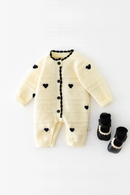 Autumn Baby Girls Clothes Full Of Heart Infant Knit Jumpsuits Toddler Rompers Infant Knitwear
