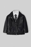 Boys Autumn Leather Jacket Autumn Children's Lapel Handsome Leather Coats
