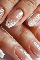 Short Medium nails for women colors french square reusable press on Artificial Nails set