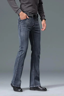 Autumn And Winter Men's Mid Waist Micro Flared Jeans Blue Gray Casual Pants