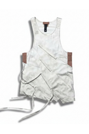 Tank Top Cotton Vest Waxed Dyed Worn Out Water Washing Tassel Sleeveless T-shirt
