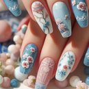 24pcs Classical Flowers Press on Nails Flowers False Nails Wearable Spicy Girls Fake Nails for Women