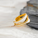 White Enamel Creative Irregular 316 Stainless Steel Open Ring Waterproof Women Jewelry
