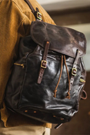 Outdoor casual travel men's large-capacity backpack designer handmade genuine leather