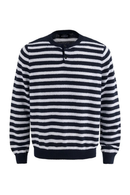 Knitted Striped Sweater Mens Autumn Winter Casual Henley Collar Loose Long Sleeve Pullover Man