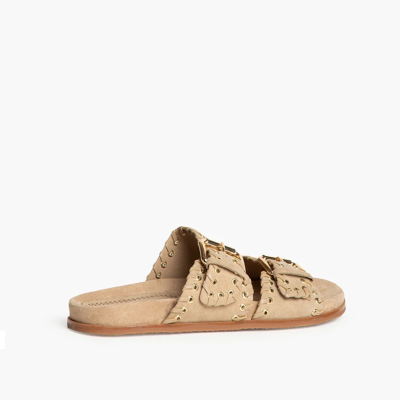 belt buckle flat slippers