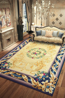 Decorative rug with floral patterns in a room with a sofa and chandelier, Obroi