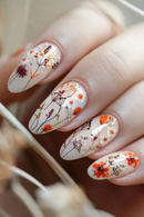 Nails with floral design on a neutral background, Obroi