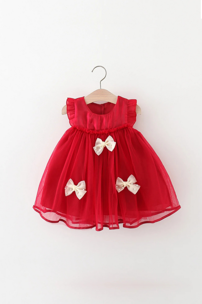 sachin and babi light blue dress The Children's Place Baby Girls Matching Family Bow Plaid Satin Fit and Flare Dress | Size 9-12 M | Red main image 0