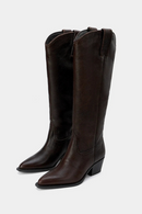 Boots Women Spring Autumn Leather Shoes Ladies Western Pointed Toe Long Boot