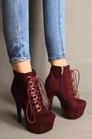 Women Ankle Boots Heel Zipper Boots Red Black Ladies
