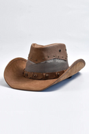 Leather Western Cowboy Hat For Men Wide Brim Gentleman Church Jazz Cap Hats