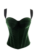 French Velvet Corset Crop Tops Women Bones Overbust Bra Cups Slim Halter Tube Top Zipper Clothes