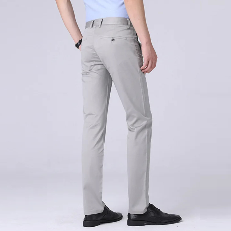 Summer Men's Casual Trousers Size Thin Pants for Male Straight Tube Slim Fit Solid Color Trouser