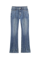 Spring Women's Seam Flared Jeans Zipper High Waist Slim Trousers Stretch Jeans