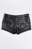 Metal Buckle Design Low Waist Leather Shorts Autumn and Winter Tight Hip Shorts