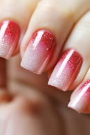 Gradient Red Fake Nails 24Pcs Short Square Press On Nails Glossy Full Cover Acrylic Nails for Manicure