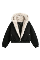 Winter Men Coat Casual Thick Warm Punk Parka Coat Streetwear Loose Hooded Faux Mink Collar Couple Coat