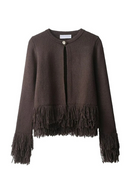 Women With Taseel Coffee Single Button Knitted Sweater Female Chic Lady Outfits