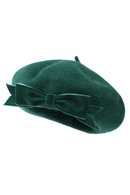 Elegant Dark Green Wool Beret with Large Bow Inspired  Painter Cap for Women Perfec Outfits