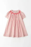 Floral Embroidery Smocked One-piece Dresses Baby Girls Casual Loose Clothes Summer Outfit Matching Kids Children Dress