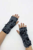 Women's Fingerless Short Ripped Short Gloves Girls Dancing Performance Party Punk Gloves