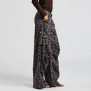 Spliced Pockets Casual Floor Length Trousers For Women Wide Leg Pants Female